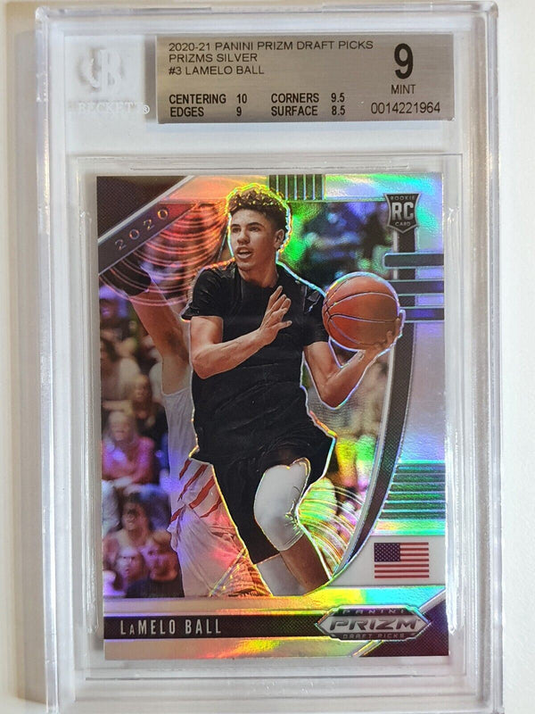 2020 Prizm Draft Picks Lamelo Ball Rookie #3 SILVER Prizm - BGS 9