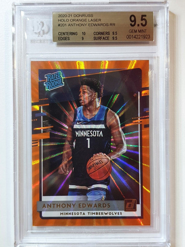 2020 Donruss Anthony Edwards #201 Rated Rookie ORANGE LAZER - BGS 9.5 (POP 16)