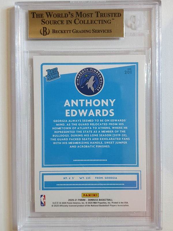 2020 Donruss Anthony Edwards #201 Rated Rookie ORANGE LAZER - BGS 9.5 (POP 16)