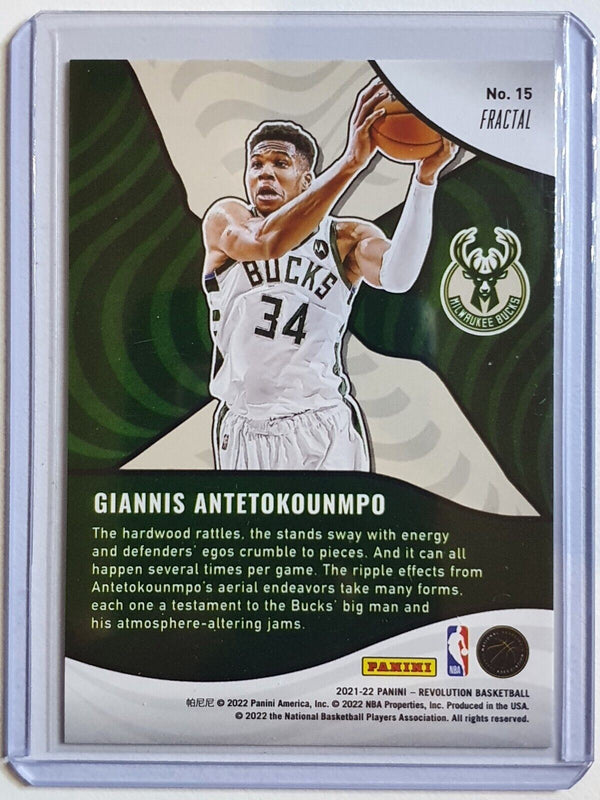 2021 Panini Revolution Giannis Antetokounmpo #15 FRACTAL HOLO Shockwave