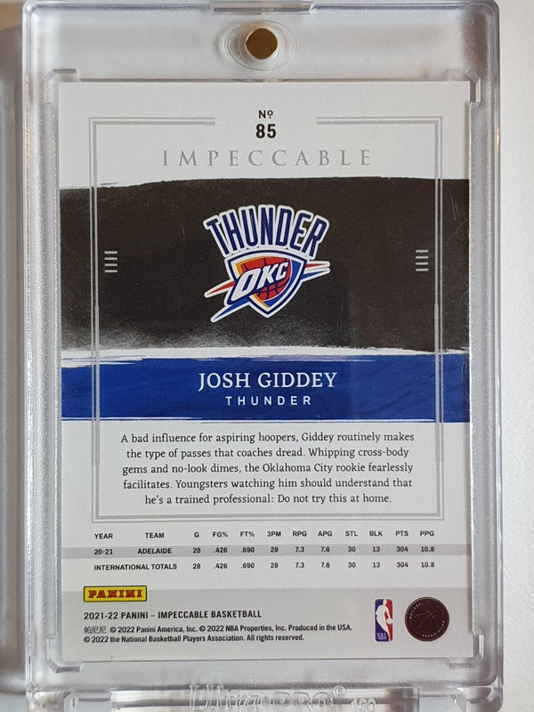 2021 Panini Impeccable Josh Giddey #85 GOLD /49 Edition - Ready to Grade