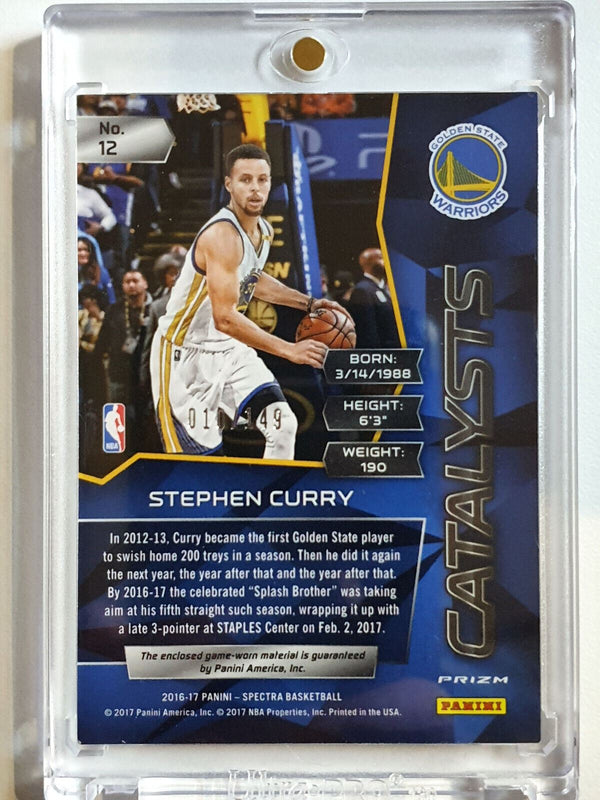 2016 Panini Spectra Stephen Curry #PATCH SILVER Prizm /149 Game Worn Jersey