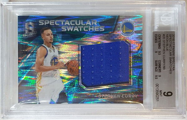 2016 Spectra Stephen Curry #PATCH NEON BLUE /99 Game Worn - BGS 9 (POP 1)