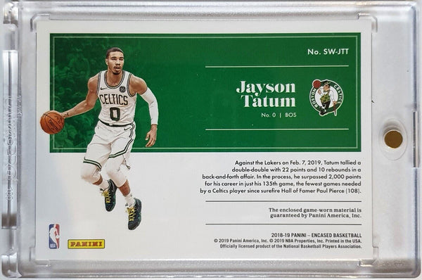 2018 Encased Jayson Tatum #PATCH /99 Game Worn Jersey - Ready to Grade