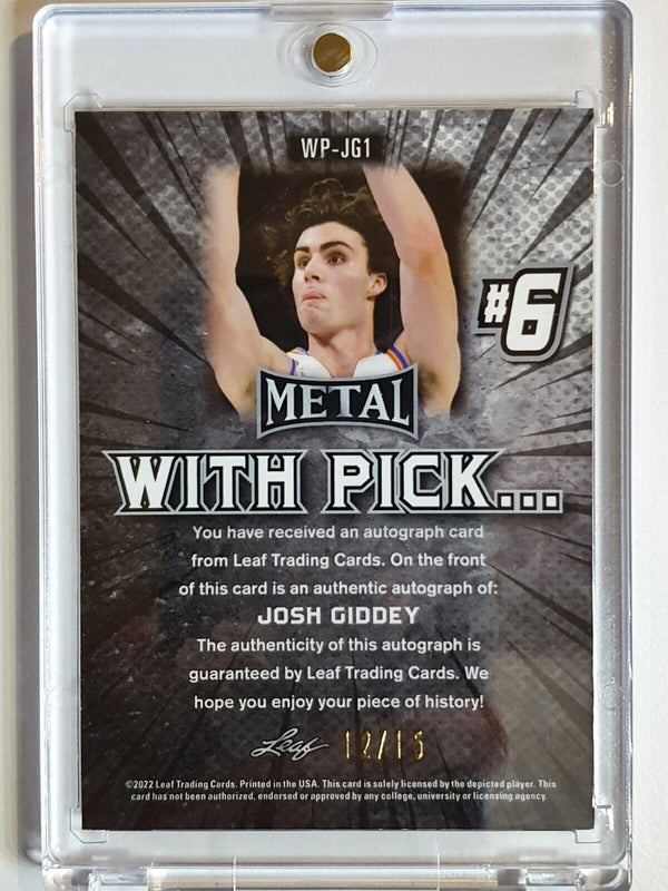 2021 Leaf Metal Josh Giddey Rookie AUTO PURPLE HOLO /30 RC - Ready to Grade