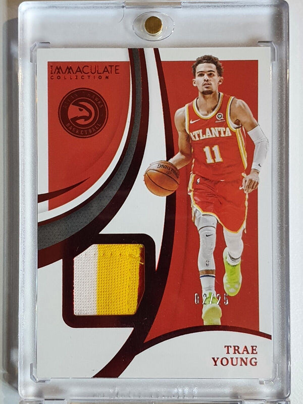 2020 Immaculate Trae Young #PATCH RED /25 Game Worn Jersey Relic - Rare