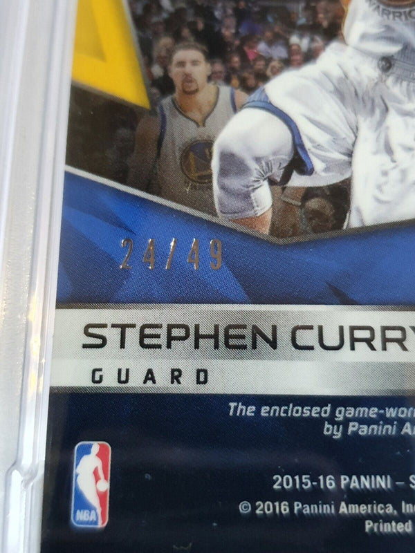2015 Spectra Stephen Curry #PATCH BLUE HOLO /49 Jersey - PSA 9 (POP 1)