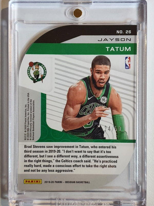 2019 Obsidian Jayson Tatum #26 PURPLE HOLO /50 Atomic - Ready to Grade