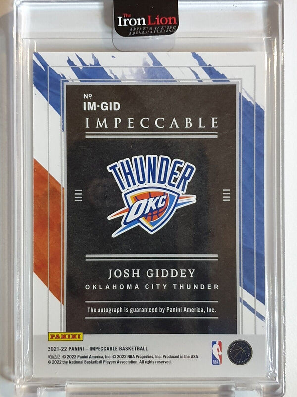 2021 Panini Impeccable Josh Giddey Rookie AUTO /99 Impressions - Rare