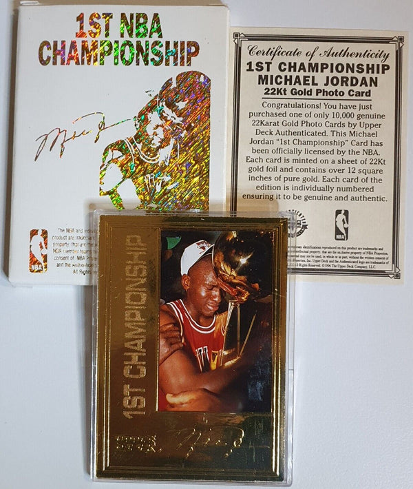 1996 Upper Deck Michael Jordan 22K GOLD CARD 1st Championship - Rare