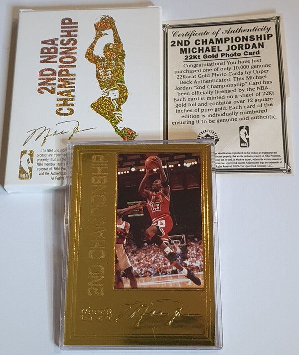 1996 Upper Deck Michael Jordan 22K GOLD CARD 2nd Championship - Rare