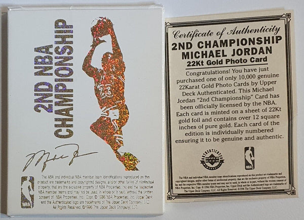 1996 Upper Deck Michael Jordan 22K GOLD CARD 2nd Championship - Rare