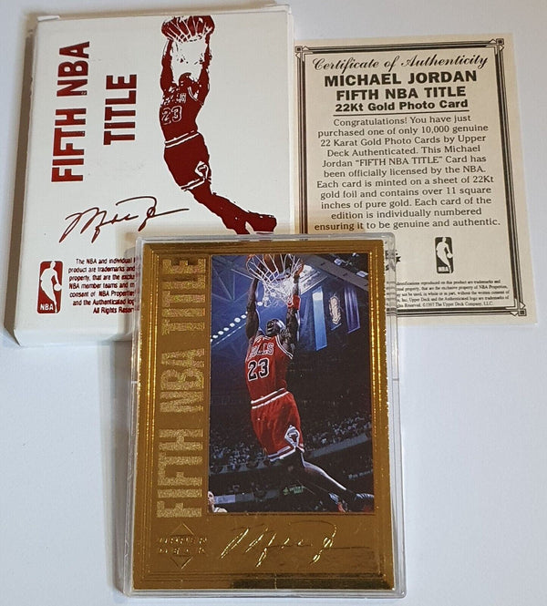 1996 Upper Deck Michael Jordan 22K GOLD CARD Fifth NBA Title - Rare
