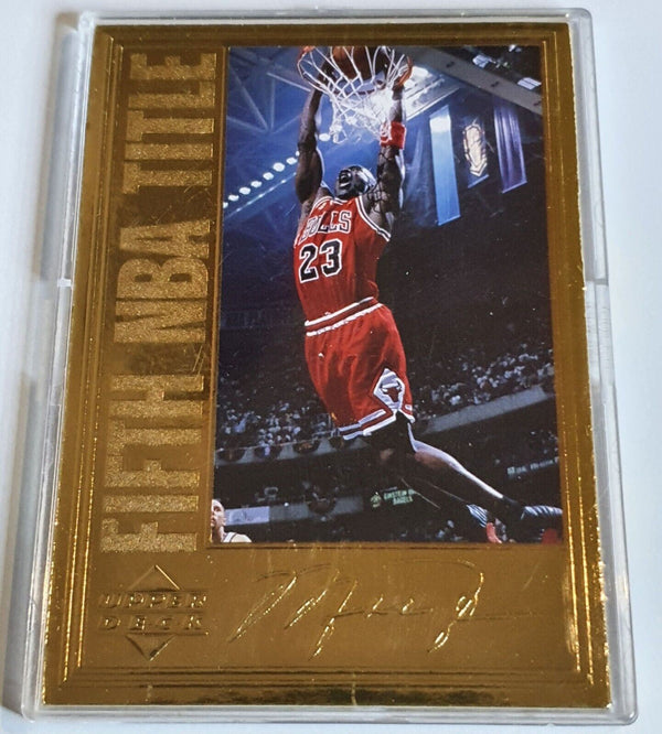 1996 Upper Deck Michael Jordan 22K GOLD CARD Fifth NBA Title - Rare