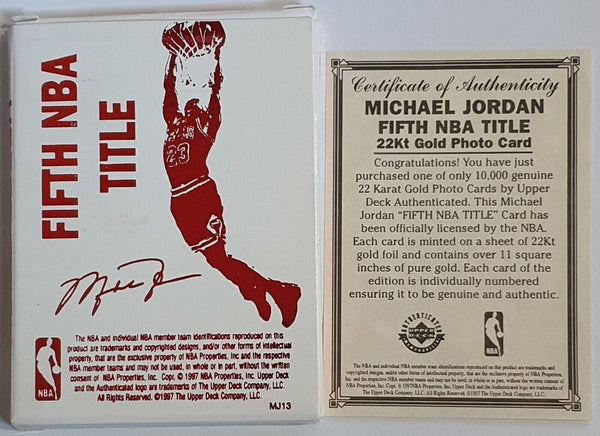 1996 Upper Deck Michael Jordan 22K GOLD CARD Fifth NBA Title - Rare