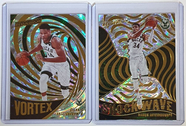 2021 Revolution Giannis Antetokounmpo #15 #10 Lot of 2 FRACTAL HOLOS - Rare