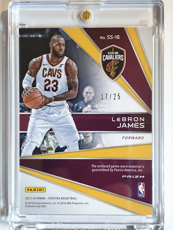 2017 Spectra LeBron James #PATCH NEON GREEN /25 Game Worn Jersey - Rare
