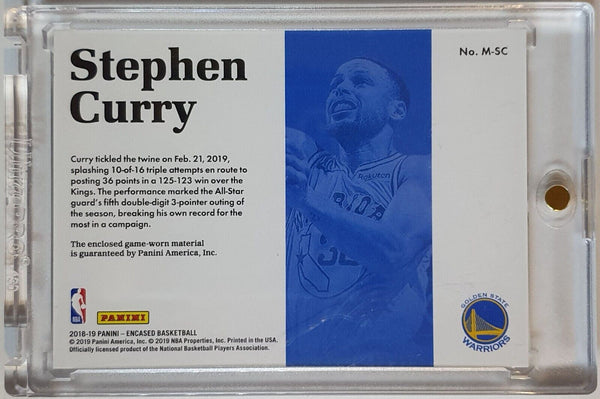 2018 Encased Stephen Curry #PATCH SILVER /99 Game Worn Jersey - Rare