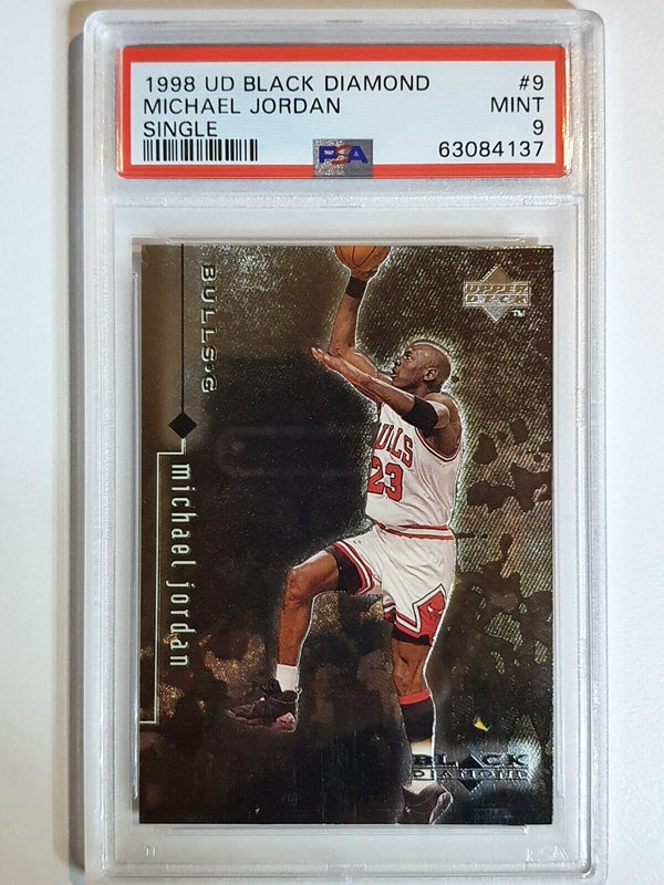 1998 Upper Deck Michael Jordan BLACK DIAMOND #9 Metal Foil - PSA 9