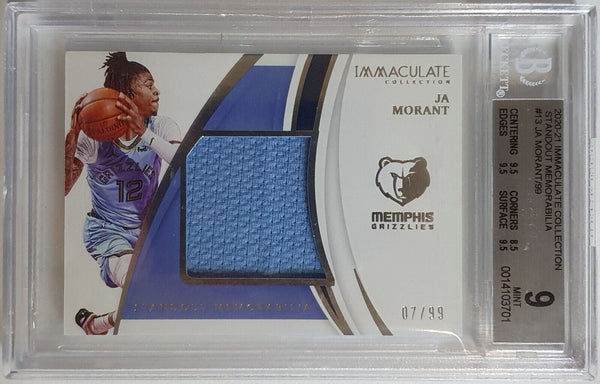 2020 Immaculate Ja Morant #PATCH /99 Game Worn Jersey - BGS 9 (POP 1)