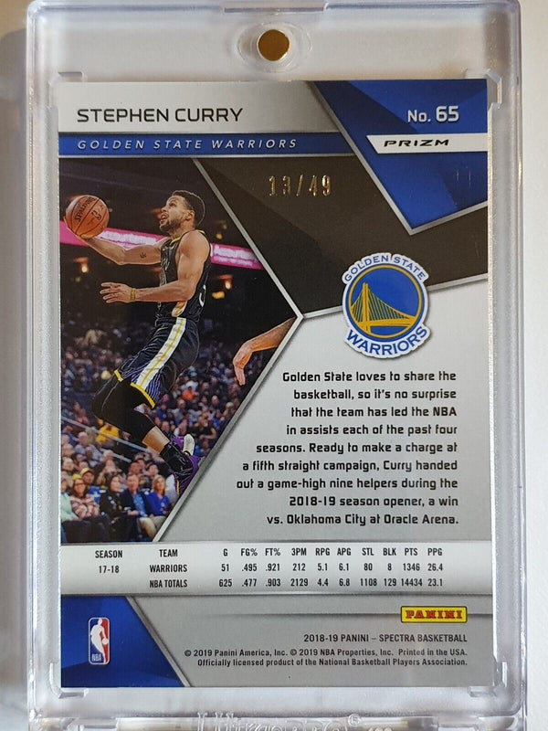 2018 Spectra Stephen Curry #65 NEON GREEN Prizm /49 - Ready to Grade