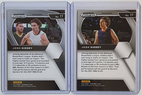 2021 Prizm Josh Giddey Rookie RED WHITE BLUE Lot of 2 x Draft Picks RCs - Rare