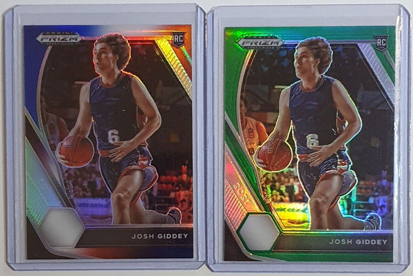 2021 Prizm Josh Giddey Rookie GREEN RED WHITE BLUE Lot of 2 x Draft Picks - Rare