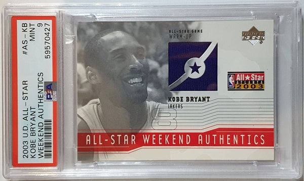 2003 Upper Deck Kobe Bryant #PATCH Game Worn Jersey - PSA 9 (POP 2)
