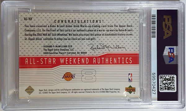 2003 Upper Deck Kobe Bryant #PATCH Game Worn Jersey - PSA 9 (POP 2)
