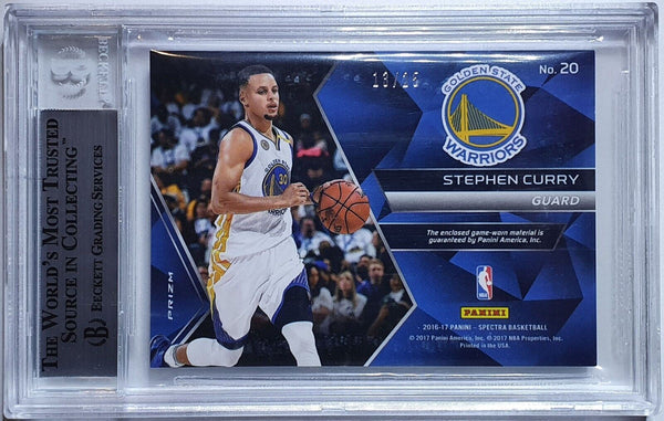 2016 Spectra Stephen Curry #PATCH NEON GREEN /25 Jersey - BGS 9 (POP 3)