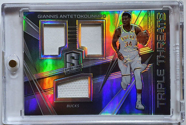 2017 Spectra Giannis Antetokounmpo #Patch SILVER /99 TRIPLE THREATS - Rare