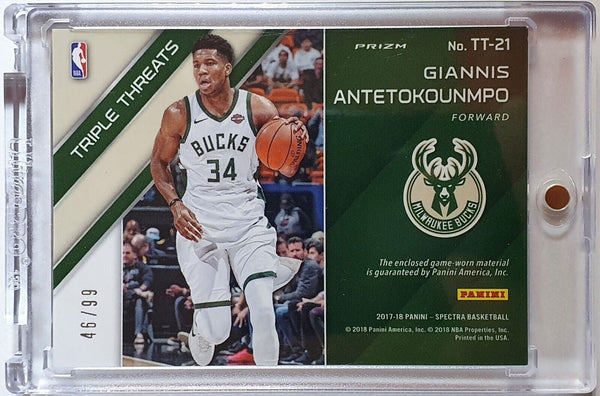 2017 Spectra Giannis Antetokounmpo #Patch SILVER /99 TRIPLE THREATS - Rare