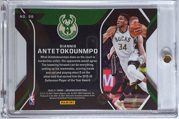 2020 Obsidian Giannis Antetokounmpo #26 RED FLOOD Die-Cut - Rare