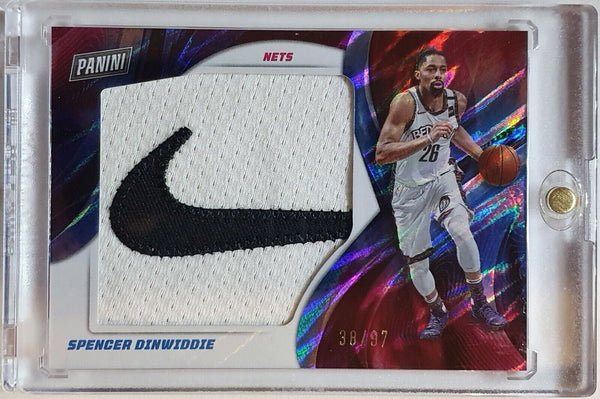 2021 Panini Spencer Dinwiddie #Patch NIKE SWOOSH /97 Moon Lava - Rare