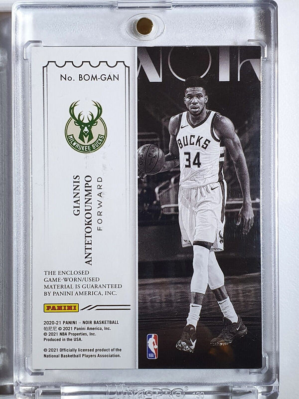2020 Panini Noir Giannis Antetokounmpo #PATCH /99 Game Worn Jersey - Rare