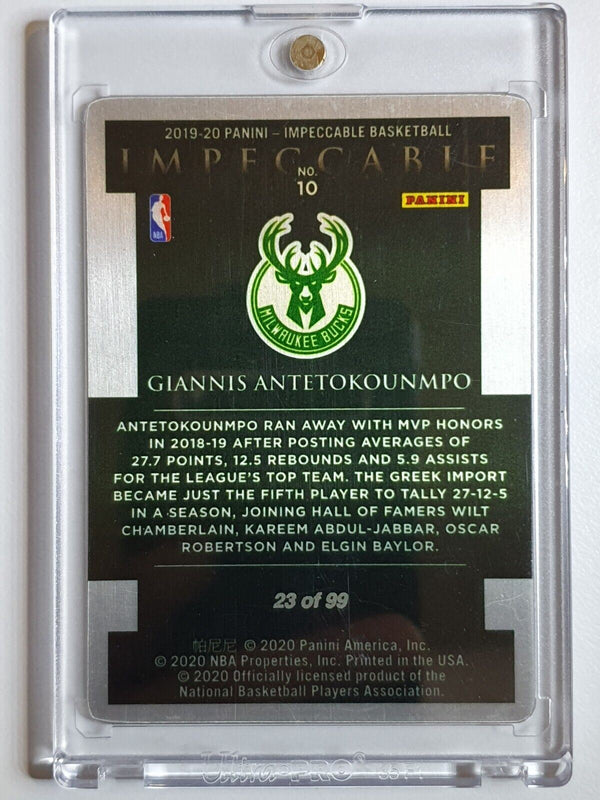 2019 Impeccable Giannis Antetokounmpo #10 STAINLESS STARS /99 - Ready to Grade