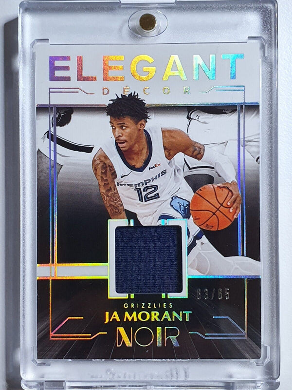 2019 Panini Noir Ja Morant Rookie #PATCH /65 Game Worn Jersey - Ready to Grade