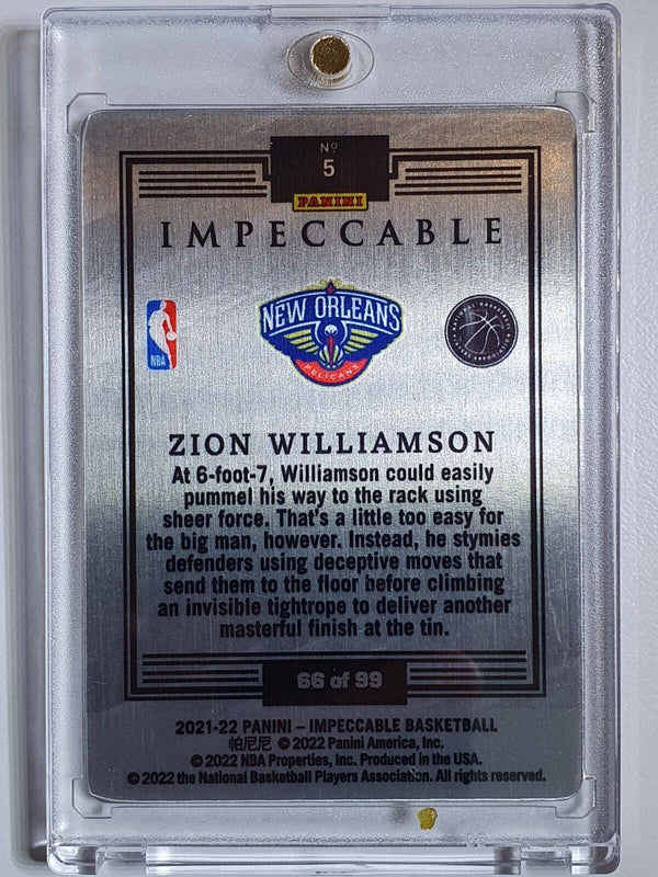 2021 Impeccable Zion Williamson #5 Stainless Stars SILVER /99 - Ready to Grade
