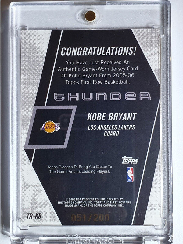 2006 Topps First Row Kobe Bryant #PATCH THUNDER /200 Game Worn Jersey - Rare