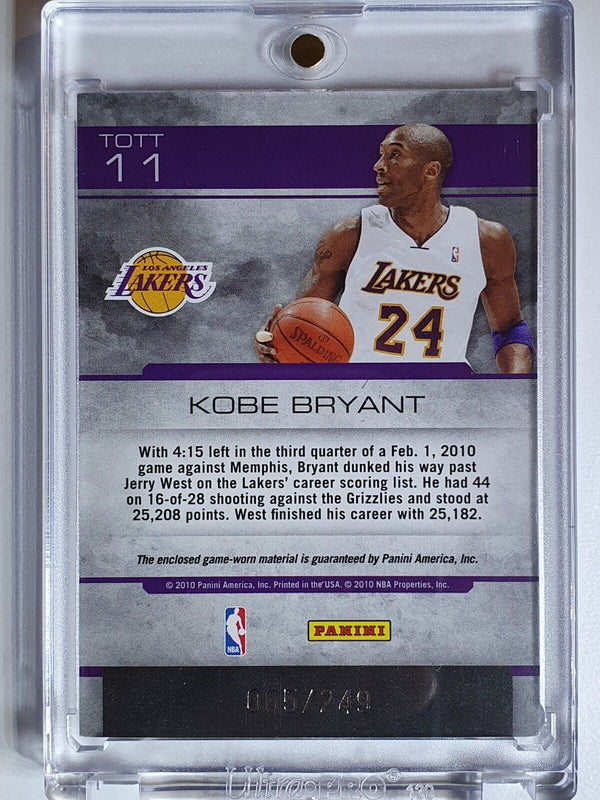 2010 Absolute Kobe Bryant #PATCH /249 Game Worn Jersey - Ready to Grade