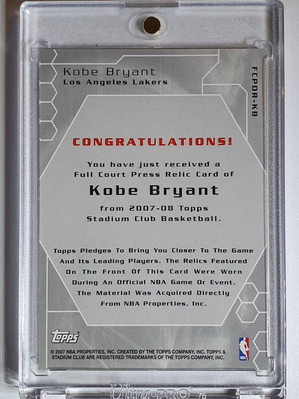 2007 Topps Stadium Club Kobe Bryant #PATCH /199 DUAL Game Worn Jersey - Rare