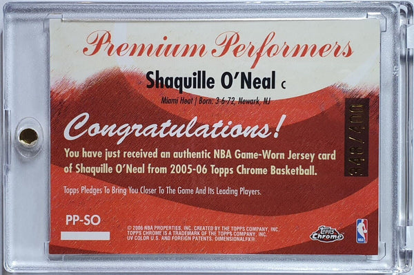 2005 Topps Chrome Shaquille O'Neal #PATCH /400 Game Worn Jersey - Rare