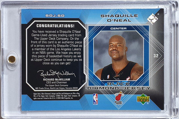 2005 Upper Deck Shaquille O'Neal #PATCH BLACK DIAMOND Game Worn Jersey - Rare