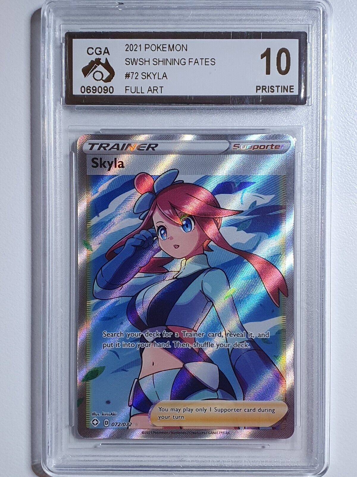2021 Pokemon Skyla 072/072 Ultra Rare Shining Fates - CGA 10  Perfect  Edges Cards