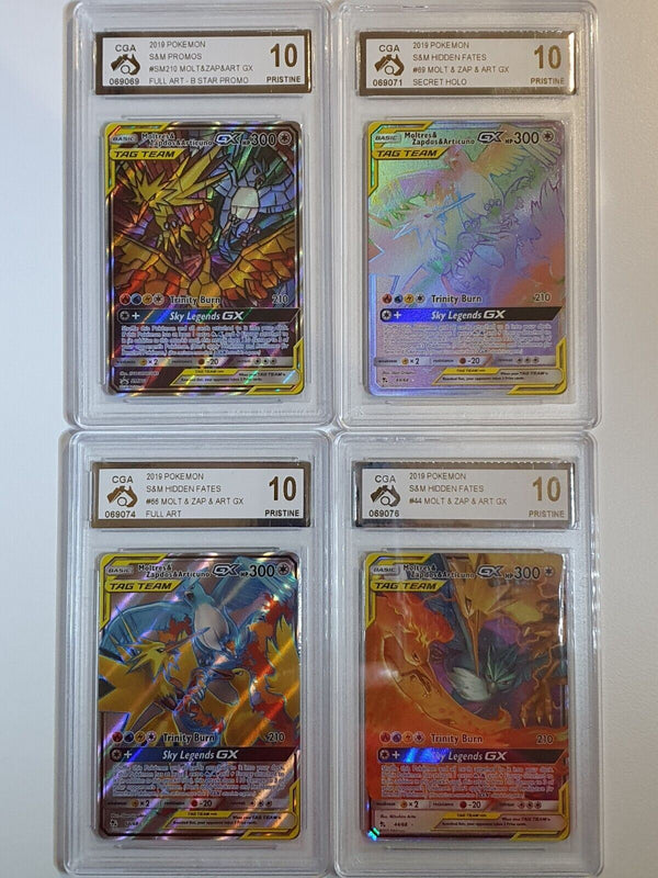 Pokemon LOT x 4 Moltres Zapdos Articuno GX #SM210 #69 #66 #44 - All CGA 10