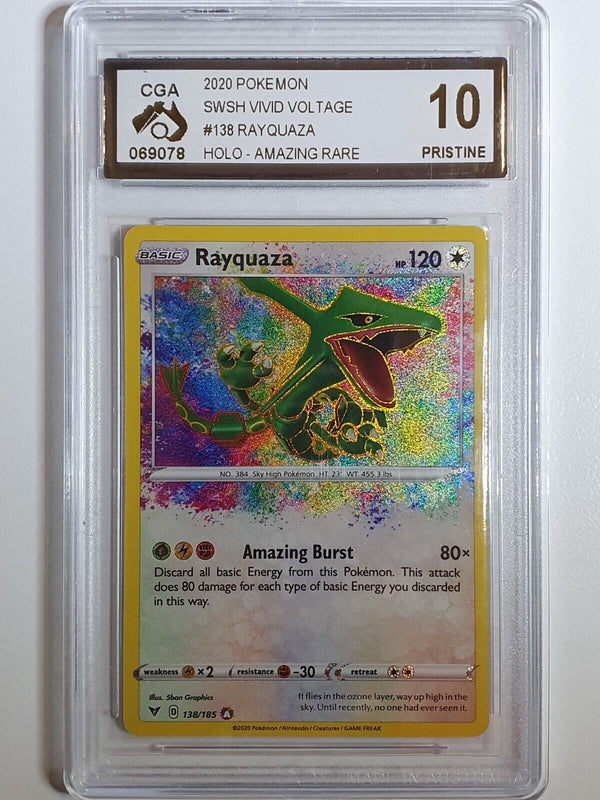 2020 Pokemon Rayquaza 138/185 AMAZING RARE Vivid Voltage - CGA 10