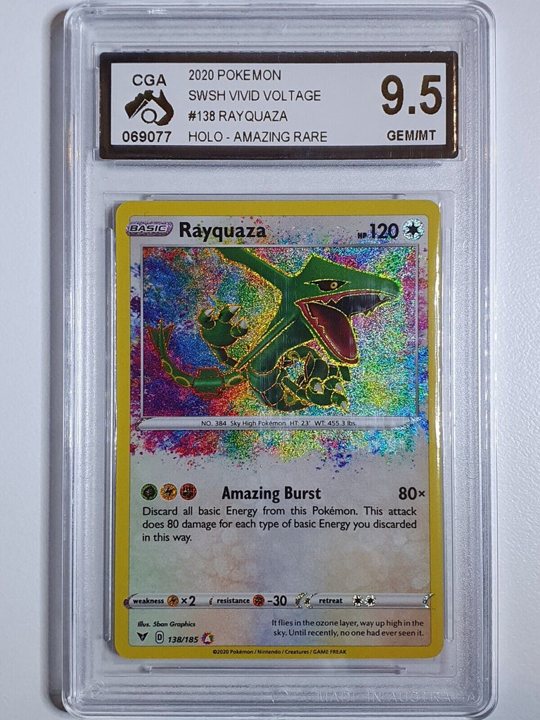 2020 Pokemon Rayquaza 138/185 AMAZING RARE Vivid Voltage - CGA 9.5 Perfect Edges Cards 2020 Pokemon Rayquaza 138/185 AMAZING RARE Vivid Voltage - CGA 9.5 Perfect Edges Cards