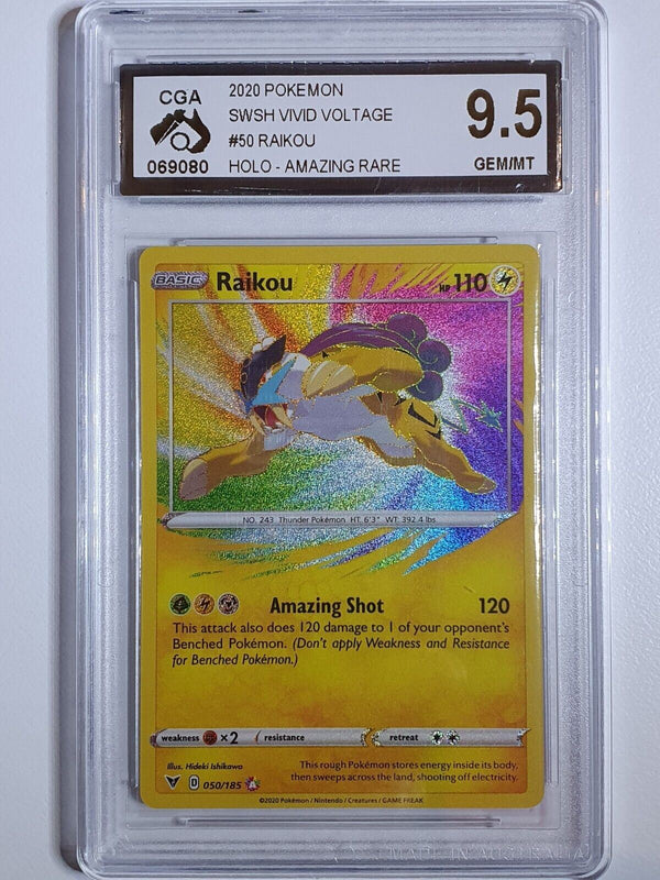 2020 Pokemon Raikou 050/185 AMAZING RARE Vivid Voltage - CGA 9.5