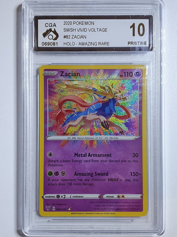 2020 Pokemon Zacian 082/185 AMAZING RARE Vivid Voltage - CGA 10