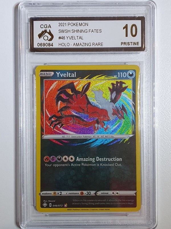 2021 Pokemon Yveltal 046/072 AMAZING RARE Shining Fates - CGA 10